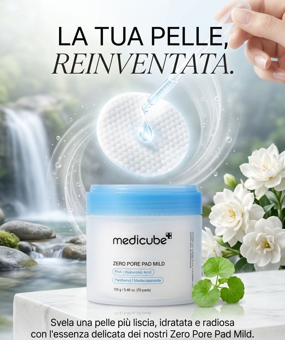 MEDICUBE Zero Pore Pad Mild - Pads Esfolianti con Acido Ialuronico 70 pz